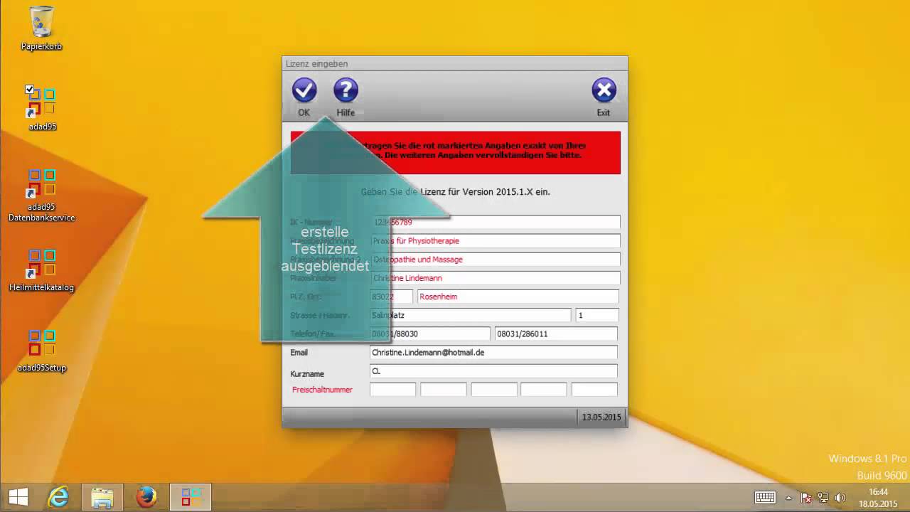 adad95 Installation - der erste Start - Lizenz eingeben