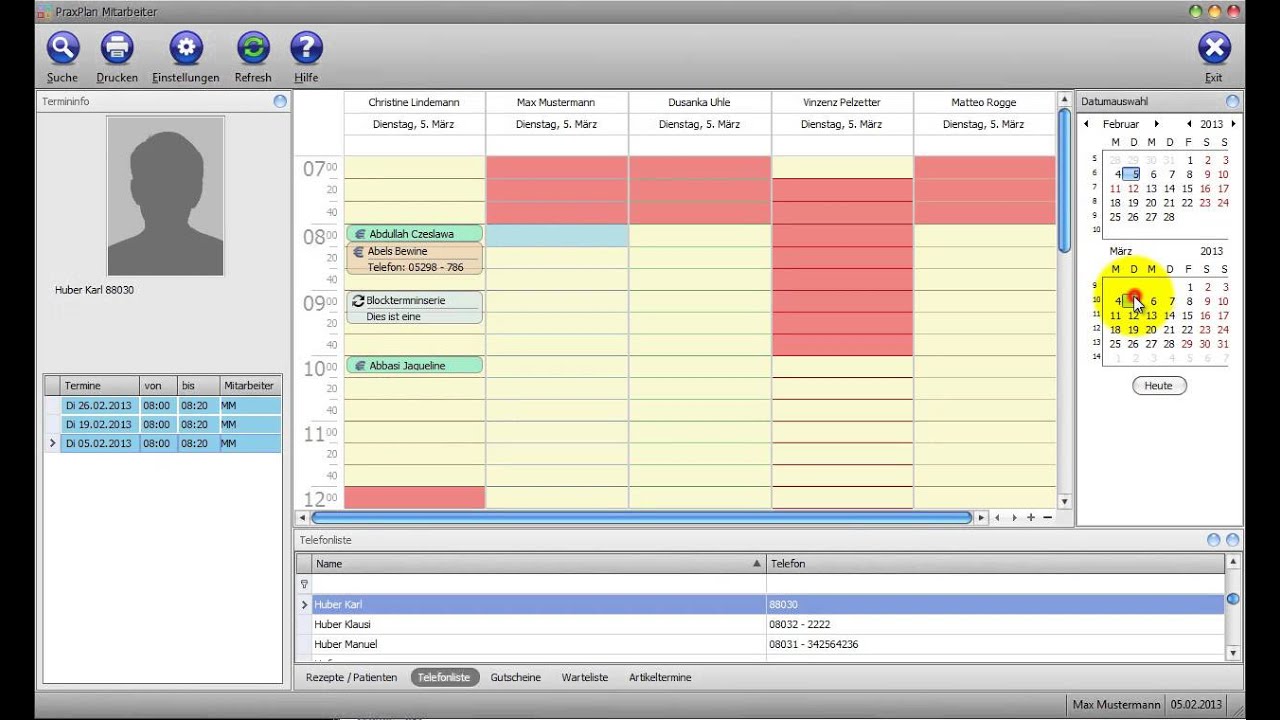 PraxPlan - Telefontermin per Drag and Drop kopieren