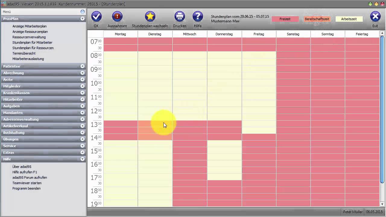 PraxPlan - neuer Mitarbeiterstundenplan ab einem bestimmten Datum