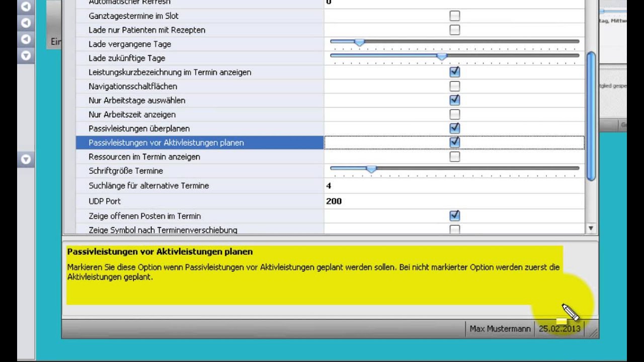 PraxPlan - Terminreihenfolge (aktiv - passiv) temporär umdrehen