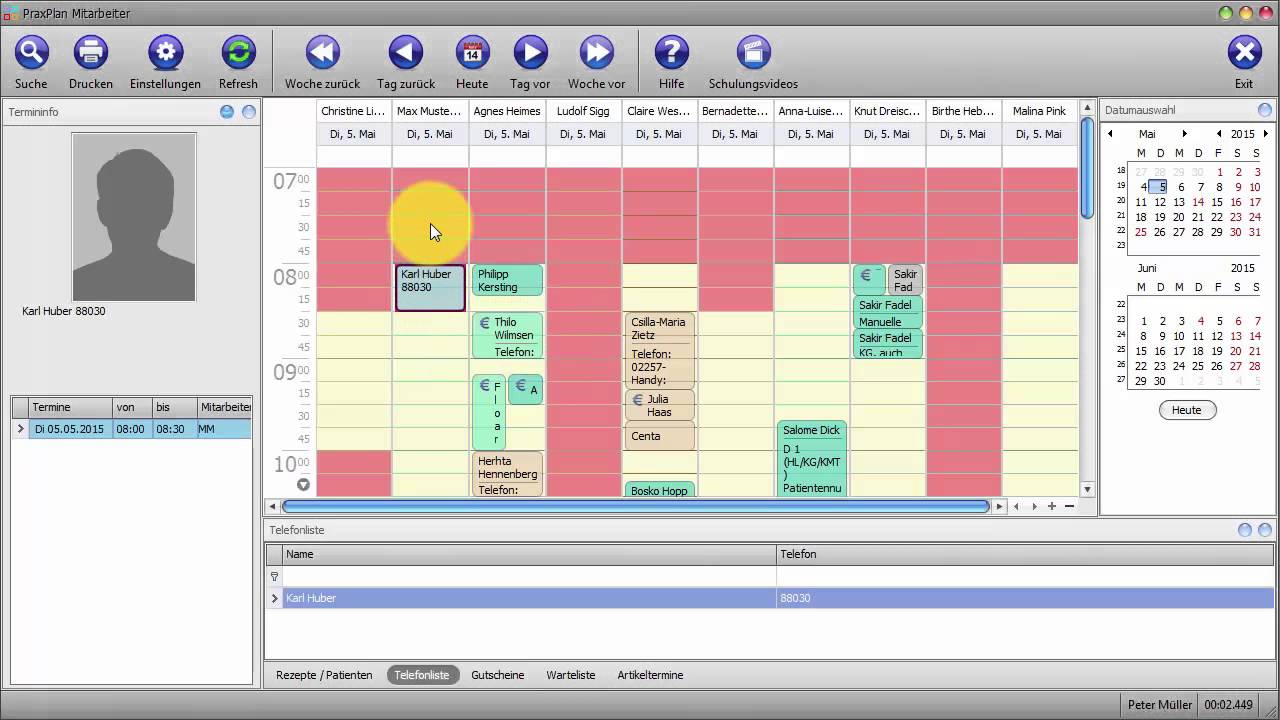 PraxPlan - Telefontermin mit STRG Taste kopieren