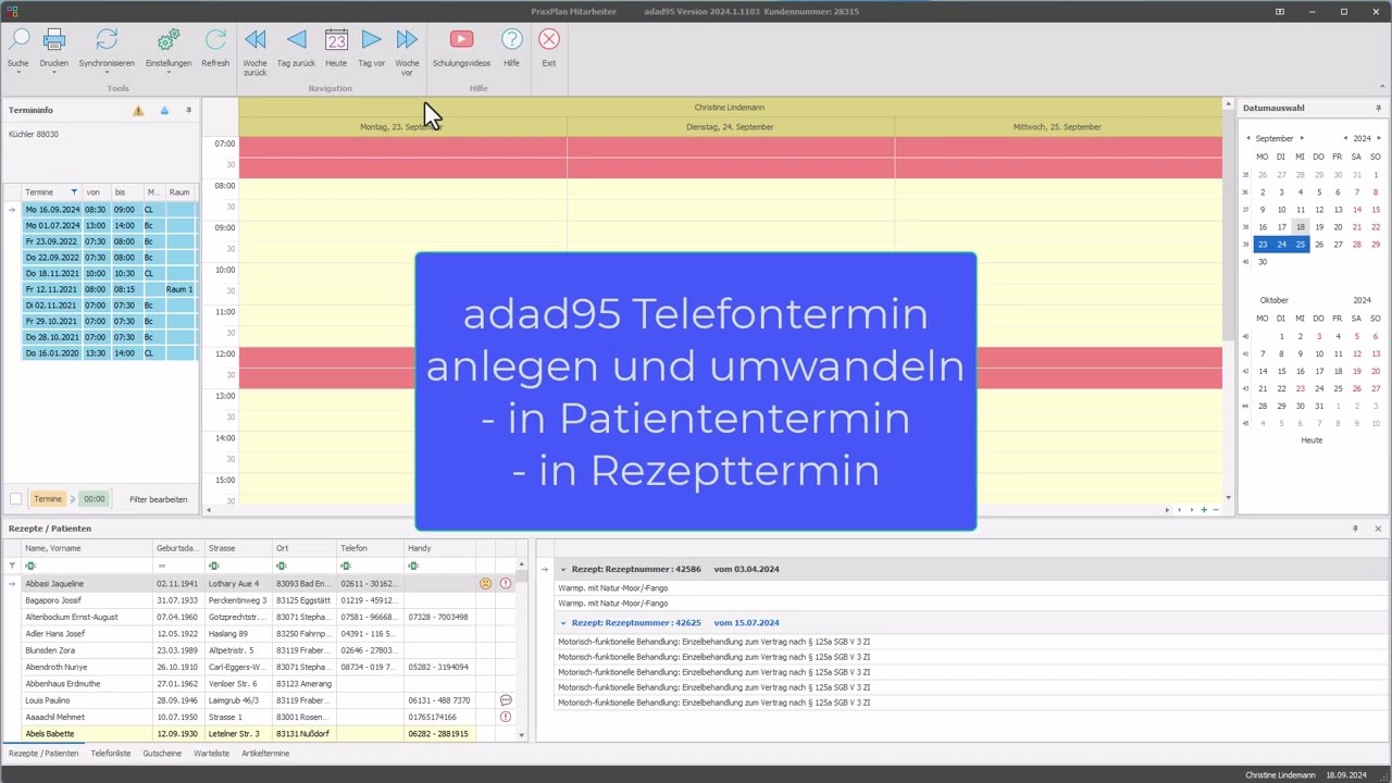 PraxPlan - Telefontermin umwandeln/umbuchen