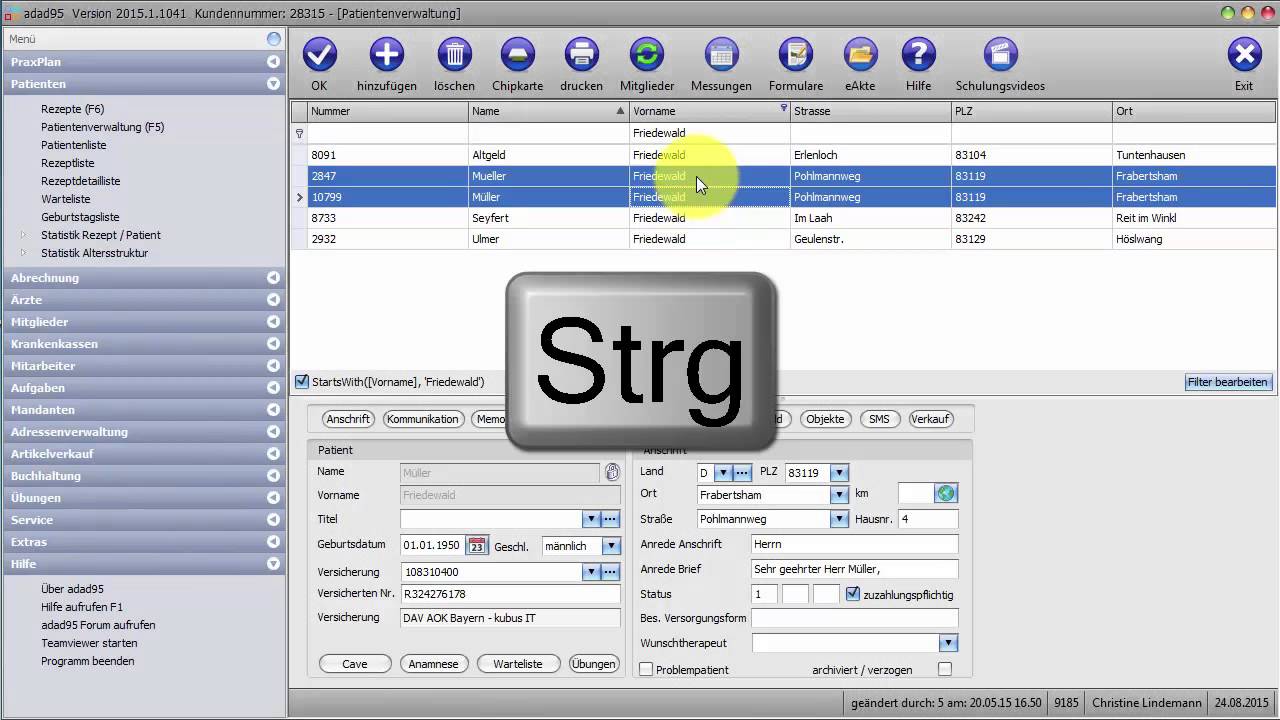 Patientenverwaltung - Doppelte Patienten bereinigen