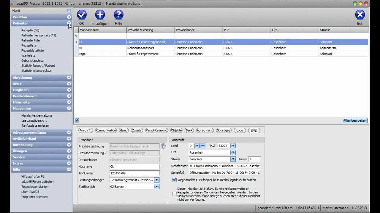 Mandantenverwaltung - Vorgedrucktes Briefpapier vs. adad95 Briefpapier