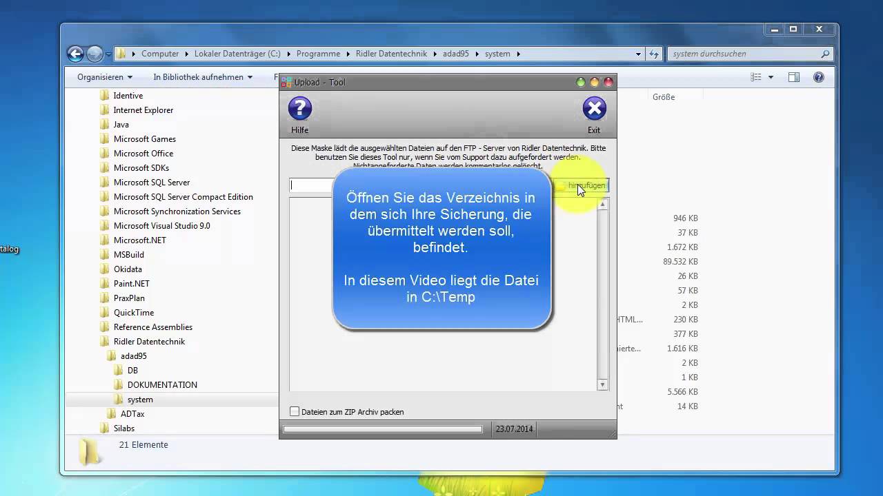 Externe Daten an den Support senden