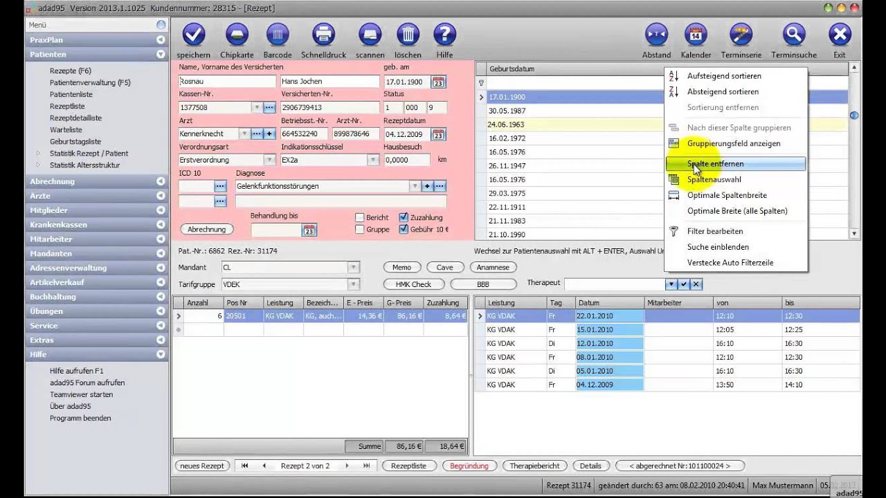 Globale Funktion - Nicht mehr sichtbare Spalten wieder hinzufügen